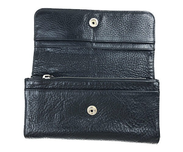 CHROME HEARTS クロムハーツ（原本有） JUDY ウォレット クロスボタン ２つ折り 長財布 ブラック系【中古】