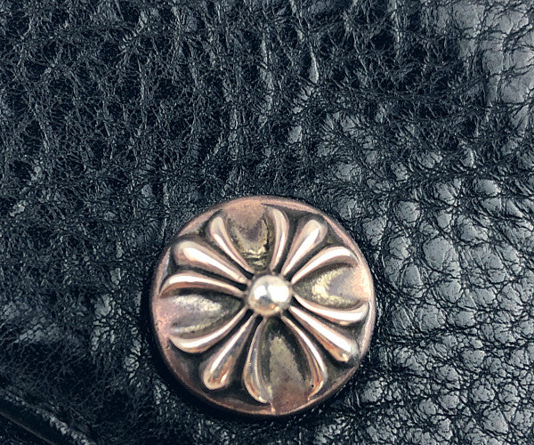 CHROME HEARTS クロムハーツ（原本有） JUDY ウォレット クロスボタン ２つ折り 長財布 ブラック系【中古】