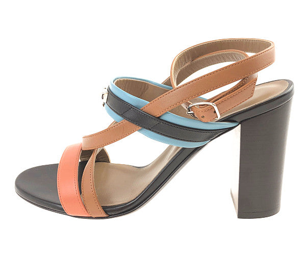 HERMES エルメス Antigone sandal アンティゴネ サンダル コリエドシアン レザー ブラック系 ブラウン系 36【極上美品】【中古】