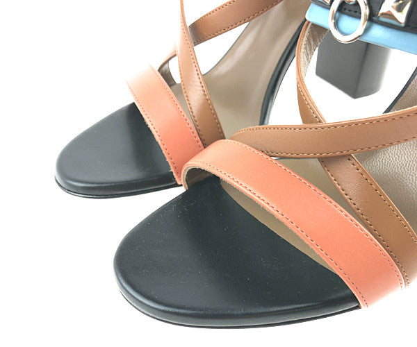 HERMES エルメス Antigone sandal アンティゴネ サンダル コリエドシアン レザー ブラック系 ブラウン系 36【極上美品】【中古】