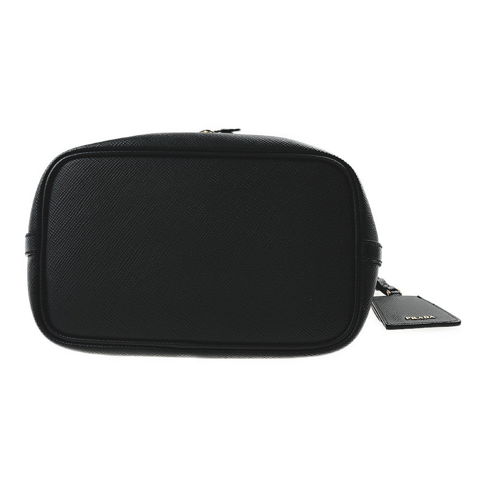 PRADA プラダ 1BE032 サフィアーノ レザー 巾着 ロゴ 2way バケット ハンド ショルダー バッグ ブラック系【中古】
