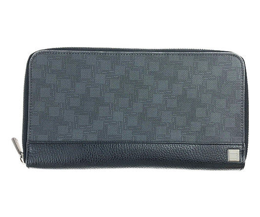 Dunhill ダンヒル D-EIGHT ラウンドファスナー ラウンドジップ オーガナイザー マルチケース 長財布 グレー系【中古】