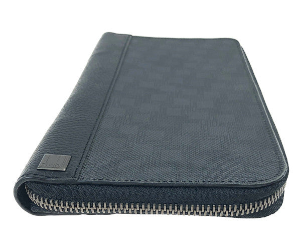 Dunhill ダンヒル D-EIGHT ラウンドファスナー ラウンドジップ オーガナイザー マルチケース 長財布 グレー系【中古】