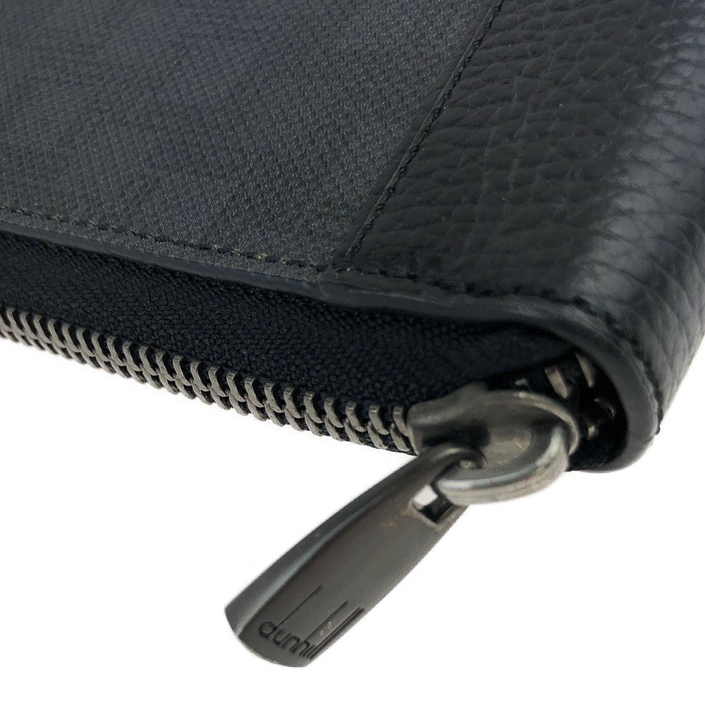 Dunhill ダンヒル D-EIGHT ラウンドファスナー ラウンドジップ オーガナイザー マルチケース 長財布 グレー系【中古】