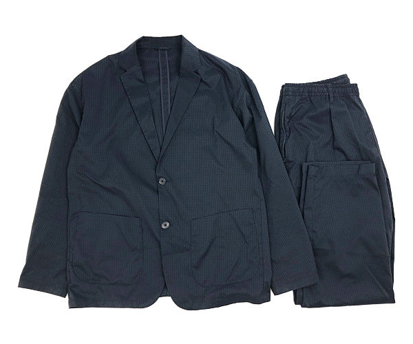 nano universe ナノユニバース TORAY DotAir 高通気性ポリエステル サマー セットアップ ジャケット パンツ ネイビー系 M【中古】