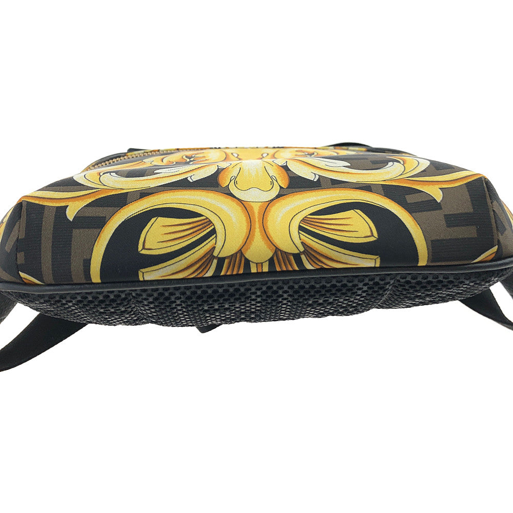 FENDI フェンディ VERSACE Fendace ゴールド バロック ベルト バッグ ブラウン系【極上美品】【中古】