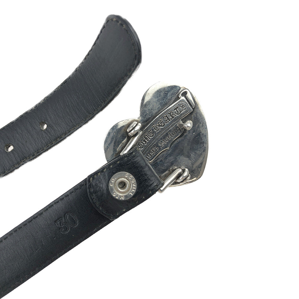 CHROME HEARTS クロムハーツ（原本無） HEART STRAP ハート バックル ナロー ベルト ブラック系【中古】