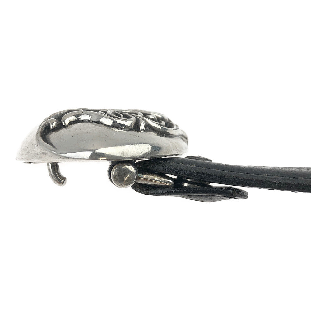 CHROME HEARTS クロムハーツ（原本無） HEART STRAP ハート バックル ナロー ベルト ブラック系【中古】