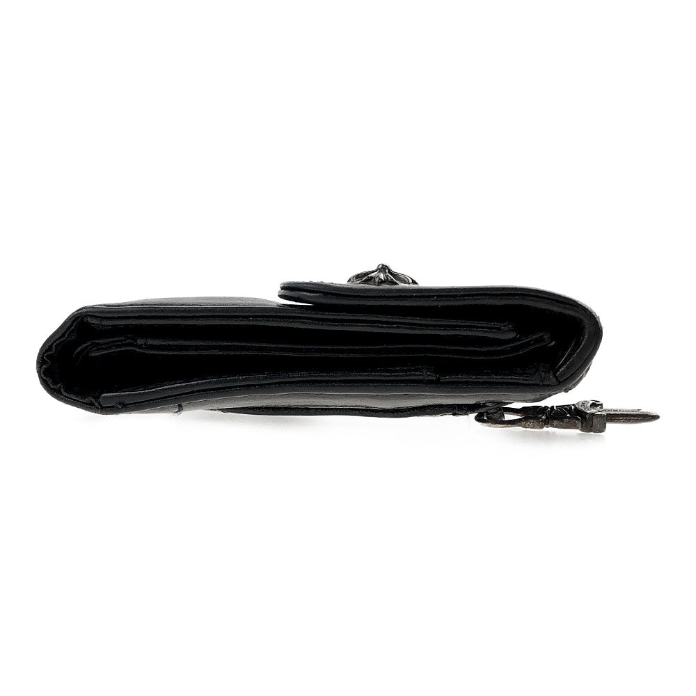 CHROME HEARTS クロムハーツ（原本無） WAVE WALLET ウェーブ クロスボールボタン レザー ウォレット ブラック系【中古】