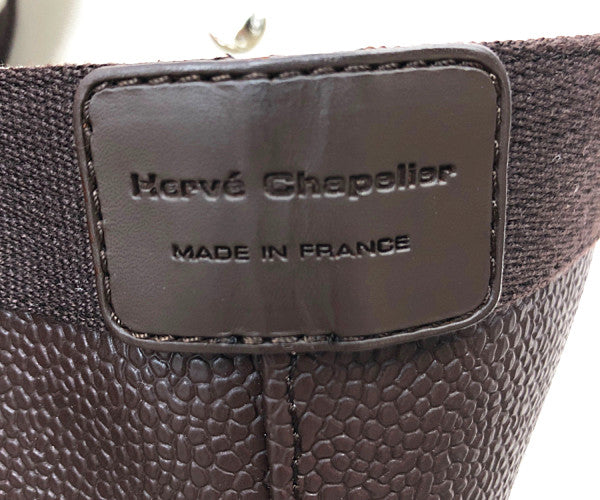 Herve Chapelier エルベ・シャプリエ 704GP コーテッドキャンバス スクエアトートM B5サイズ モカ×モカ ブラウン系【美品】【中古】