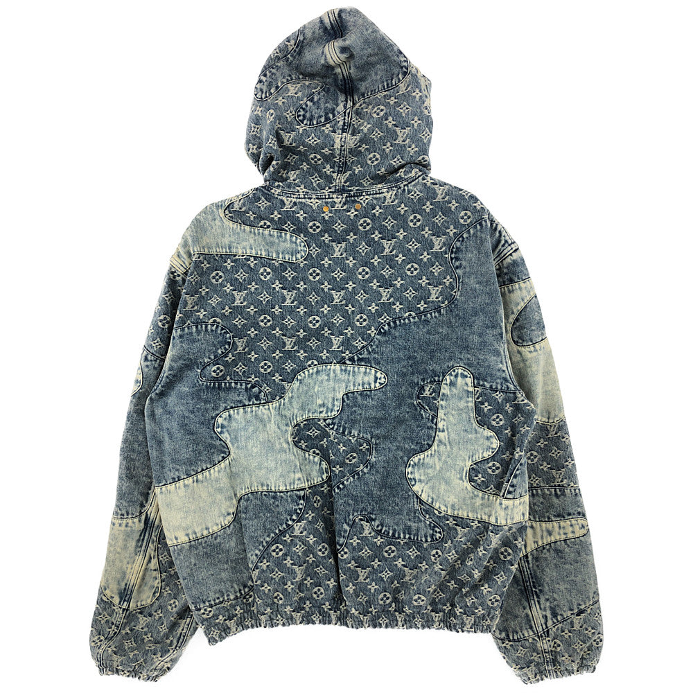 LOUIS VUITTON ルイ・ヴィトン 22SS 1A9K6B 国内正規品 NIGO モノグラム パッチワーク デニム フーディ インディゴブルー系 56【中古】