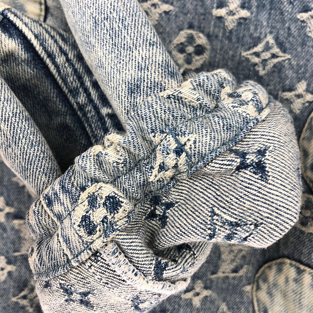 LOUIS VUITTON ルイ・ヴィトン 22SS 1A9K6B 国内正規品 NIGO モノグラム パッチワーク デニム フーディ インディゴブルー系 56【中古】