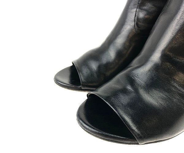 マルセル MW2735 OPEN TOE HEELED ANKLE BOOTS オープントゥ ヒール アンクル ブーツ ブラック系 35【中古】