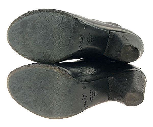 マルセル MW2735 OPEN TOE HEELED ANKLE BOOTS オープントゥ ヒール アンクル ブーツ ブラック系 35【中古】