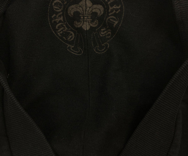 CHROME HEARTS クロムハーツ（原本無） 国内正規品 クロスボールボタン レザーパッチ カーディガン ブラック系 S【中古】