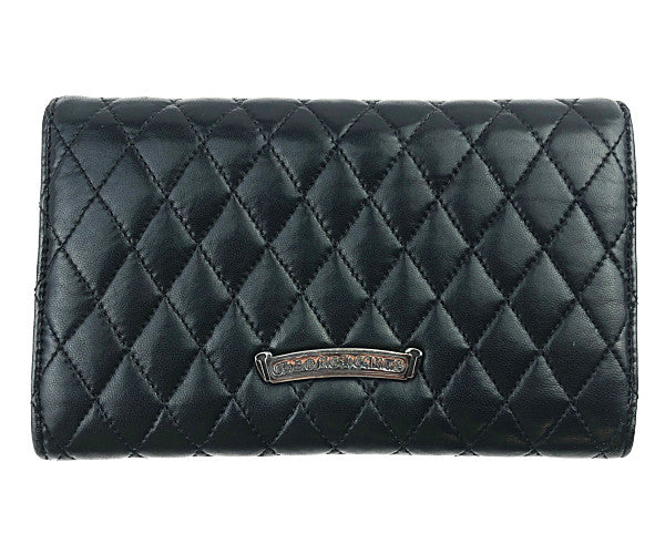 CHROME HEARTS クロムハーツ（原本無） WAVE4 QLT 3SNP #4 キルティング ウェーブ レザー ウォレット ブラック系【中古】