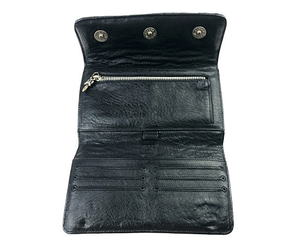 CHROME HEARTS クロムハーツ（原本無） WAVE4 QLT 3SNP #4 キルティング ウェーブ レザー ウォレット ブラック系【中古】