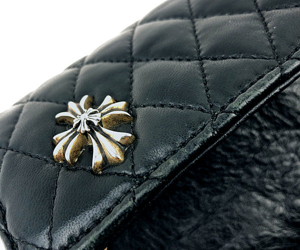 CHROME HEARTS クロムハーツ（原本無） WAVE4 QLT 3SNP #4 キルティング ウェーブ レザー ウォレット ブラック系【中古】