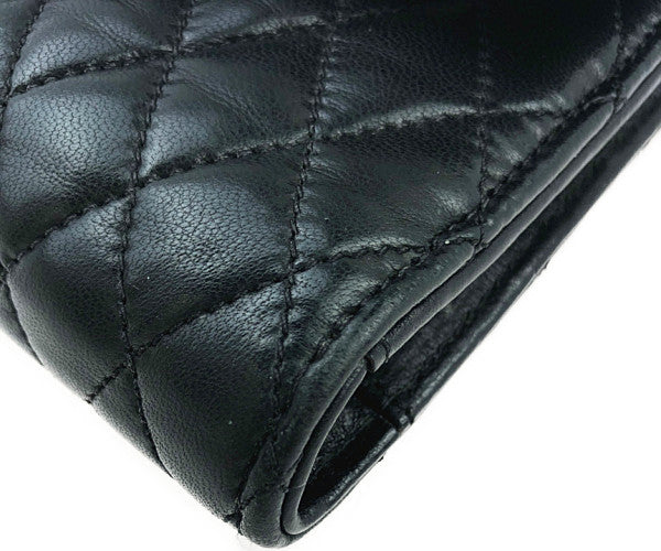 CHROME HEARTS クロムハーツ（原本無） WAVE4 QLT 3SNP #4 キルティング ウェーブ レザー ウォレット ブラック系【中古】