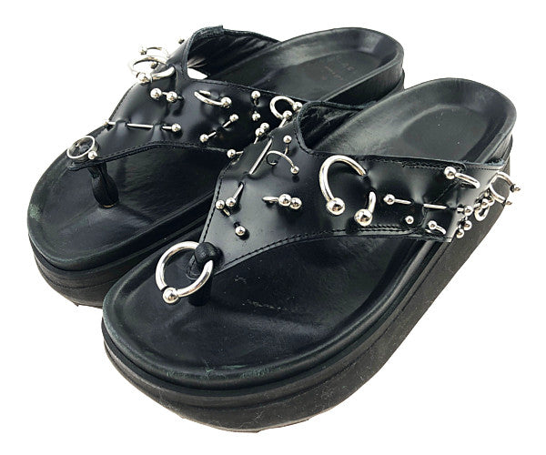 Sacai サカイ 22SS 22-06016 ピアス プラットフォーム ウェッジ シャークソール サンダル ブラック系【中古】