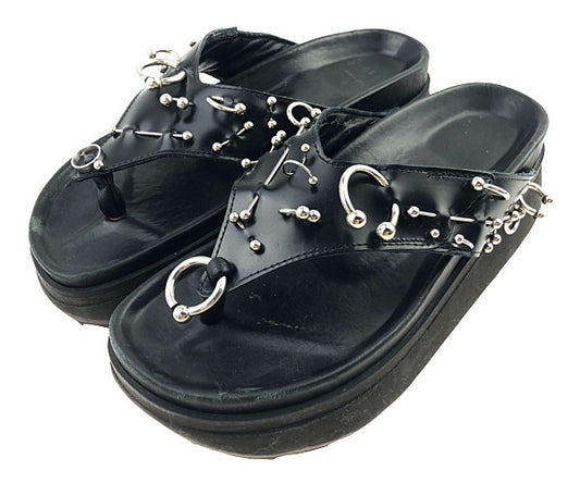 Sacai サカイ 22SS 22-06016 ピアス プラットフォーム ウェッジ シャークソール サンダル ブラック系【中古】