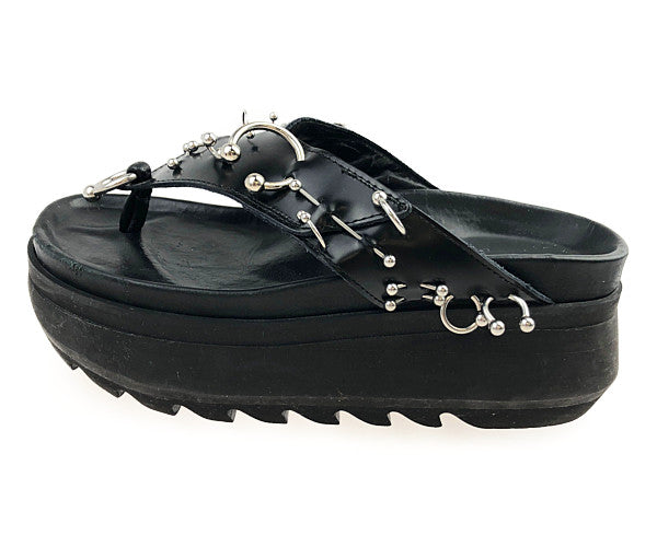 Sacai サカイ 22SS 22-06016 ピアス プラットフォーム ウェッジ シャークソール サンダル ブラック系【中古】