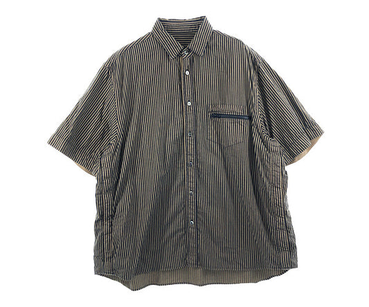 Sacai サカイ 22SS 22-02788M サイドポケット ストライプ ドッキング ジップ シャツ ブラウン系 3【中古】