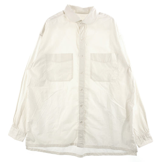 PORTER CLASSIC ポータークラシック 22SS SWISS COTTON WIDE POCKET SHIRT ALUMO FABRIC 160/3 アルモ社スイスコットン ワイドポケット ラウンドカラー 長袖 シャツ ホワイト系 3【中古】