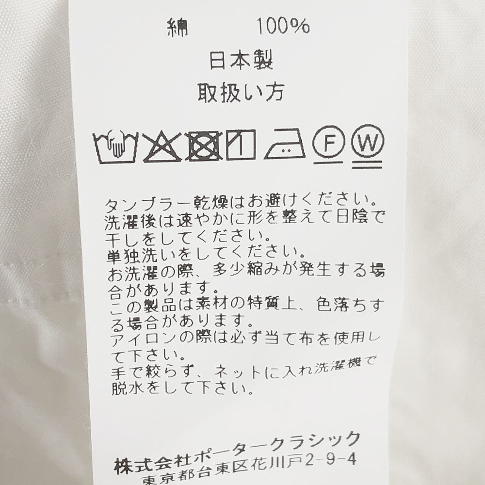 PORTER CLASSIC ポータークラシック 22SS SWISS COTTON WIDE POCKET SHIRT ALUMO FABRIC 160/3 アルモ社スイスコットン ワイドポケット ラウンドカラー 長袖 シャツ ホワイト系 3【中古】