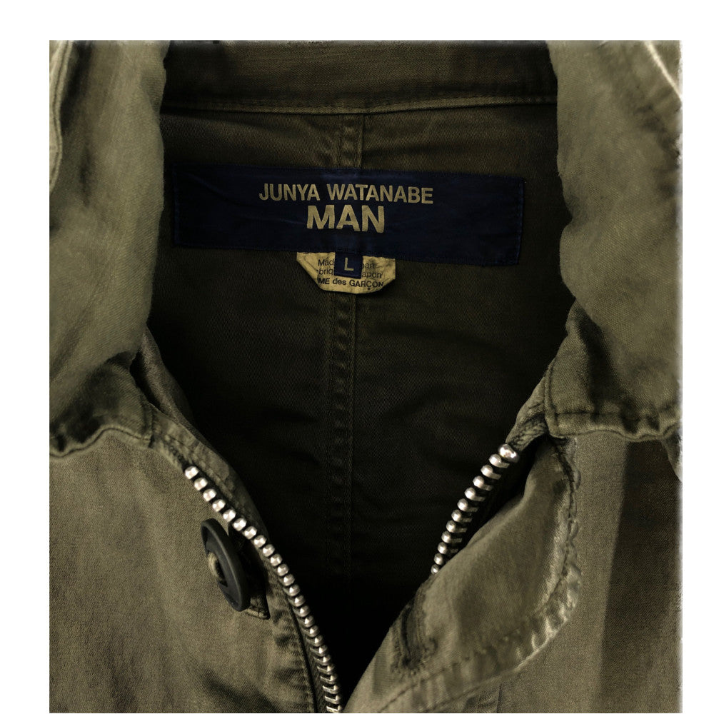JUNYA WATANABE COMME des GARCONS MAN ジュンヤワタナベコムデギャルソンマン 22SS WI-J034 綿レーヨンサテン 綿バックサテン 綿ツイル 製品染め ジャケット オリーブ系 L【中古】