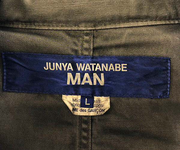 JUNYA WATANABE COMME des GARCONS MAN ジュンヤワタナベコムデギャルソンマン 22SS WI-J034 綿レーヨンサテン 綿バックサテン 綿ツイル 製品染め ジャケット オリーブ系 L【中古】