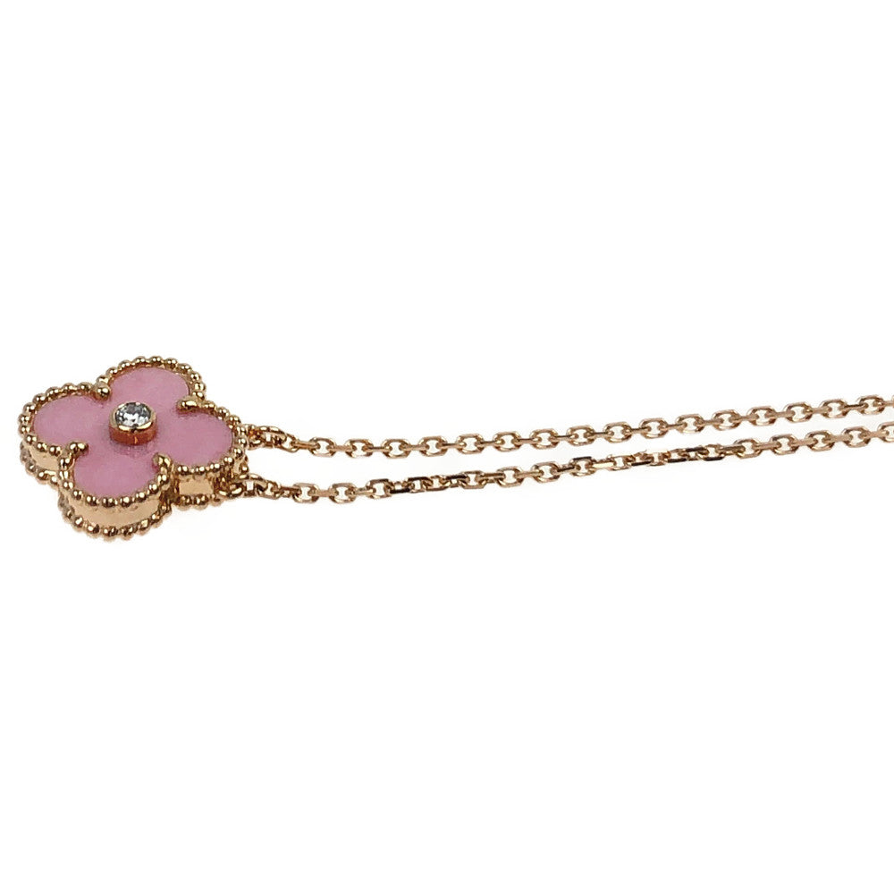 Van Cleef & Arpels ヴァンクリーフ＆アーペル ヴィンテージアルハンブラ ホリデーコレクション セーブル焼 1Pダイヤ ネックレス ゴールド系 ピンク系【極上美品】【中古】