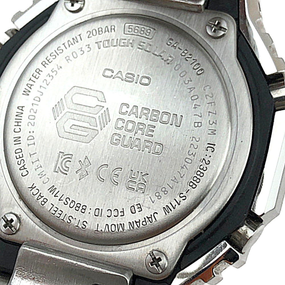 G-SHOCK ジーショック GA-B2100-1AJF 社外品ベゼル付き 社外品ベルト付き カスタム シルバー系【中古】