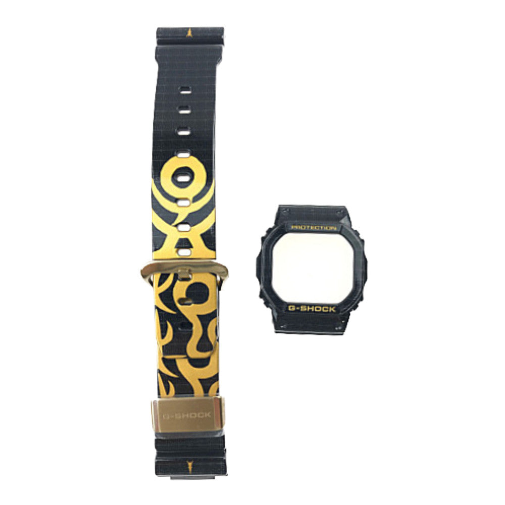 G-SHOCK ジーショック GW-B5600SGM-1JR 社外品ベゼル付き 社外品ベルト付き カスタム 黒×金系【中古】