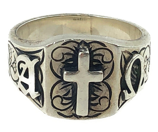 GALCIA ガルシア クロス 印台 リング シルバー系 24号【中古】