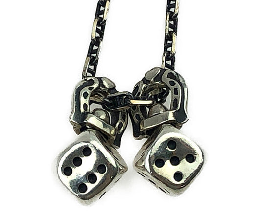 GALCIA ガルシア ルビー ダイス ホースシュー ITALYチェーン ネックレス シルバー系【中古】