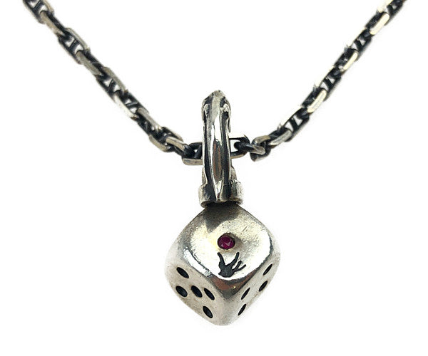 GALCIA ガルシア ルビー ダイス ホースシュー ITALYチェーン ネックレス シルバー系【中古】