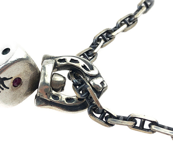 GALCIA ガルシア ルビー ダイス ホースシュー ITALYチェーン ネックレス シルバー系【中古】