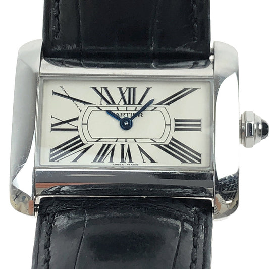 CARTIER カルティエ ミニタンクディバン レディース SS クォーツ 時計 ブラック系【中古】