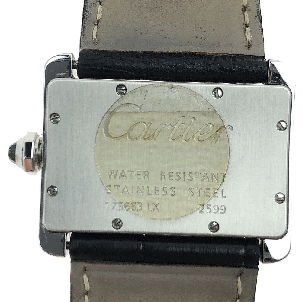 CARTIER カルティエ ミニタンクディバン レディース SS クォーツ 時計 ブラック系【中古】