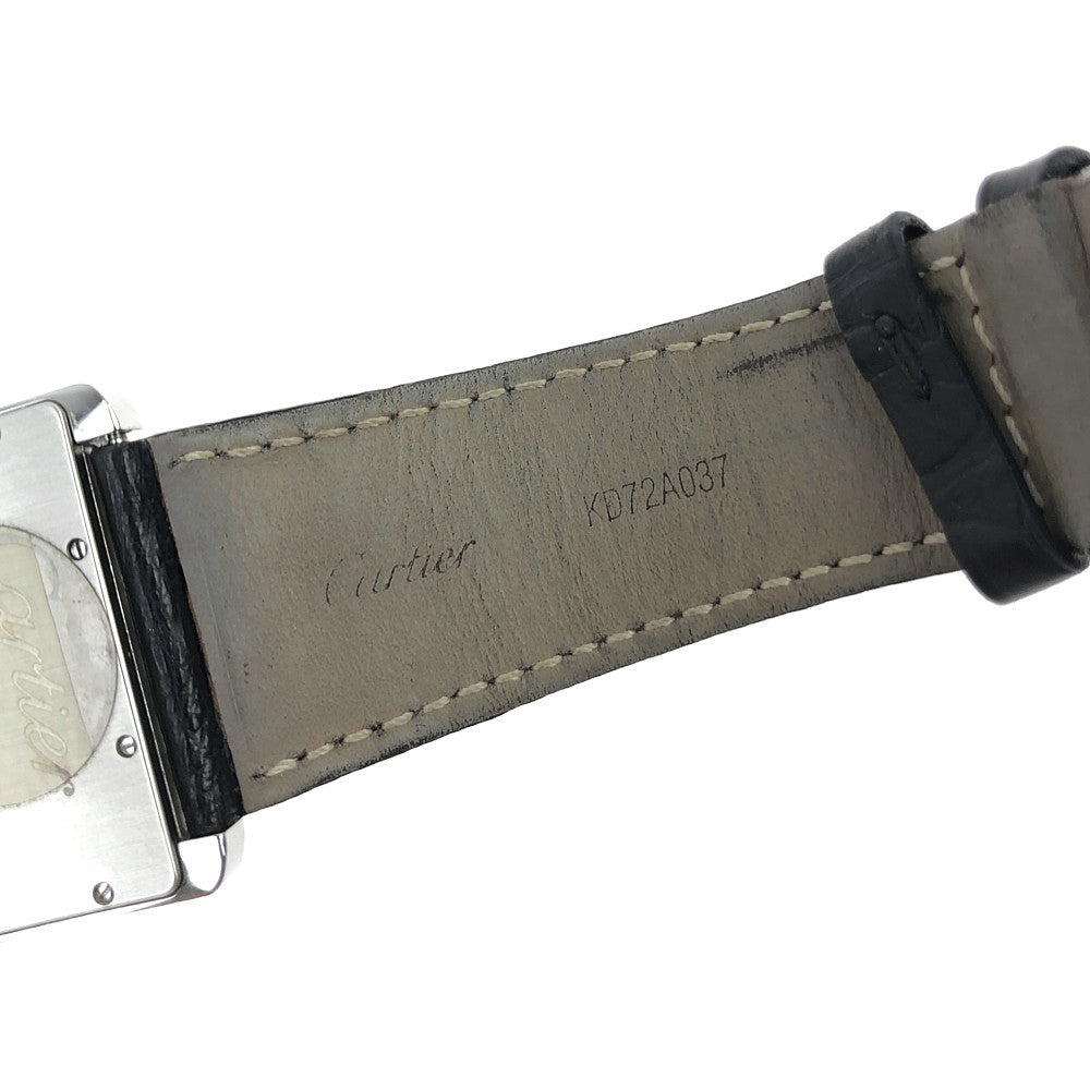 CARTIER カルティエ ミニタンクディバン レディース SS クォーツ 時計 ブラック系【中古】
