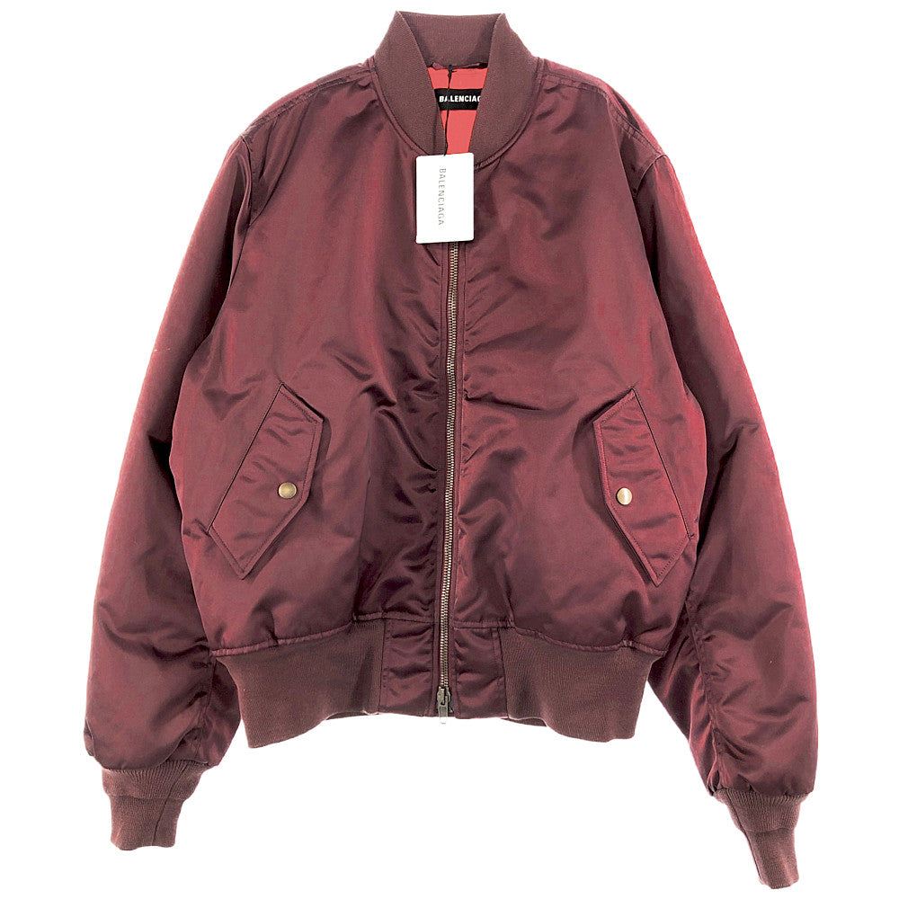 BALENCIAGA バレンシアガ 18AW 513618 TSD23 国内正規品 BBロゴ MA-1 ボンバー ジャケット  ダークレットパープル系 50【新古品】【未使用】【中古】