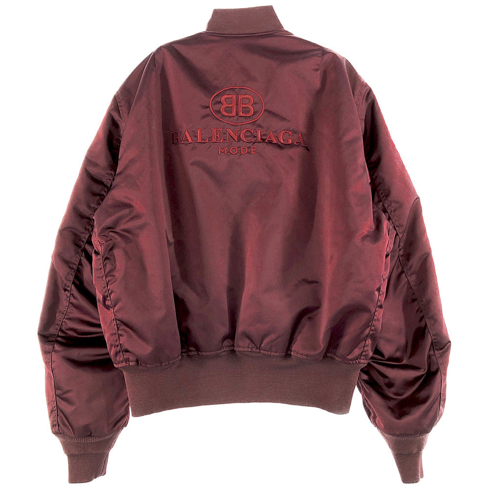 BALENCIAGA バレンシアガ 18AW 513618 TSD23 国内正規品 BBロゴ MA-1 ボンバー ジャケット  ダークレットパープル系 50【新古品】【未使用】【中古】