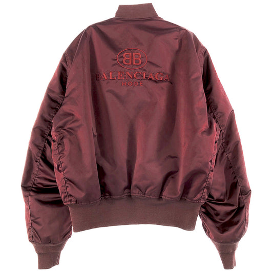 BALENCIAGA バレンシアガ 18AW 513618 TSD23 国内正規品 BBロゴ MA-1 ボンバー ジャケット  ダークレットパープル系 50【新古品】【未使用】【中古】