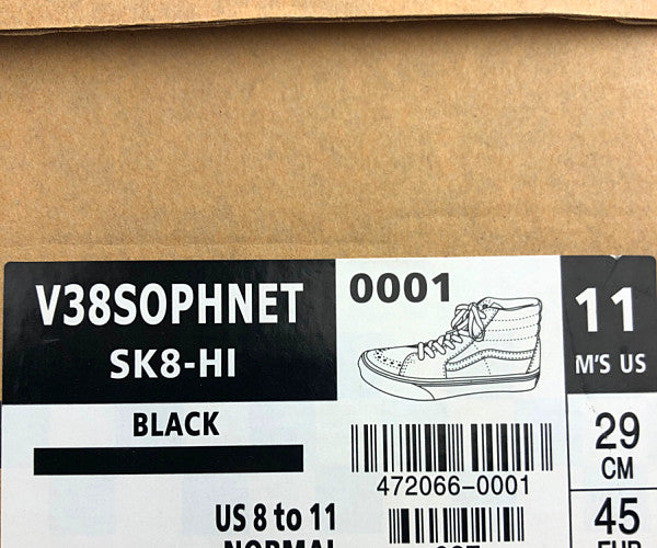SOPHNET. ソフネット VANS バンズ V38AS0PHNET SK8-HI スケート ハイ サイドジップ ハイカット スニーカー ダークネイビー系 29㎝【中古】