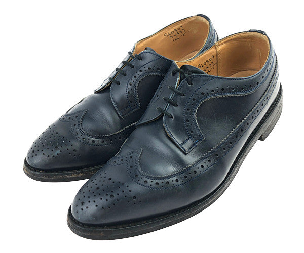 Tricker's トリッカーズ M6837 フルブローグ ロング ウィングチップ ダイナイトソール レザー シューズ  ダークネイビー系 10.5【中古】