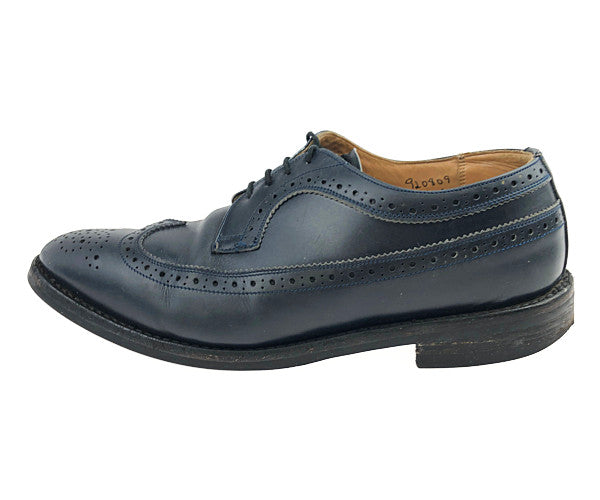 Tricker's トリッカーズ M6837 フルブローグ ロング ウィングチップ ダイナイトソール レザー シューズ  ダークネイビー系 10.5【中古】