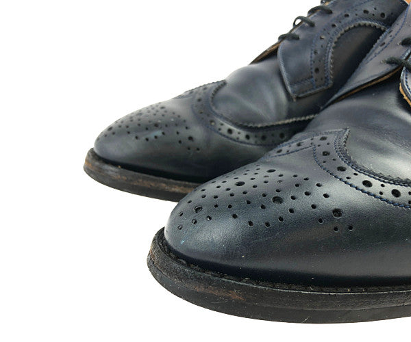 Tricker's トリッカーズ M6837 フルブローグ ロング ウィングチップ ダイナイトソール レザー シューズ  ダークネイビー系 10.5【中古】