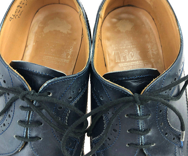 Tricker's トリッカーズ M6837 フルブローグ ロング ウィングチップ ダイナイトソール レザー シューズ  ダークネイビー系 10.5【中古】