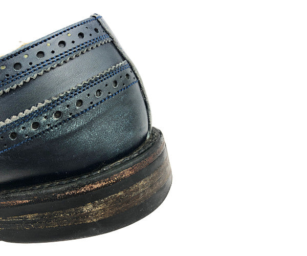 Tricker's トリッカーズ M6837 フルブローグ ロング ウィングチップ ダイナイトソール レザー シューズ  ダークネイビー系 10.5【中古】
